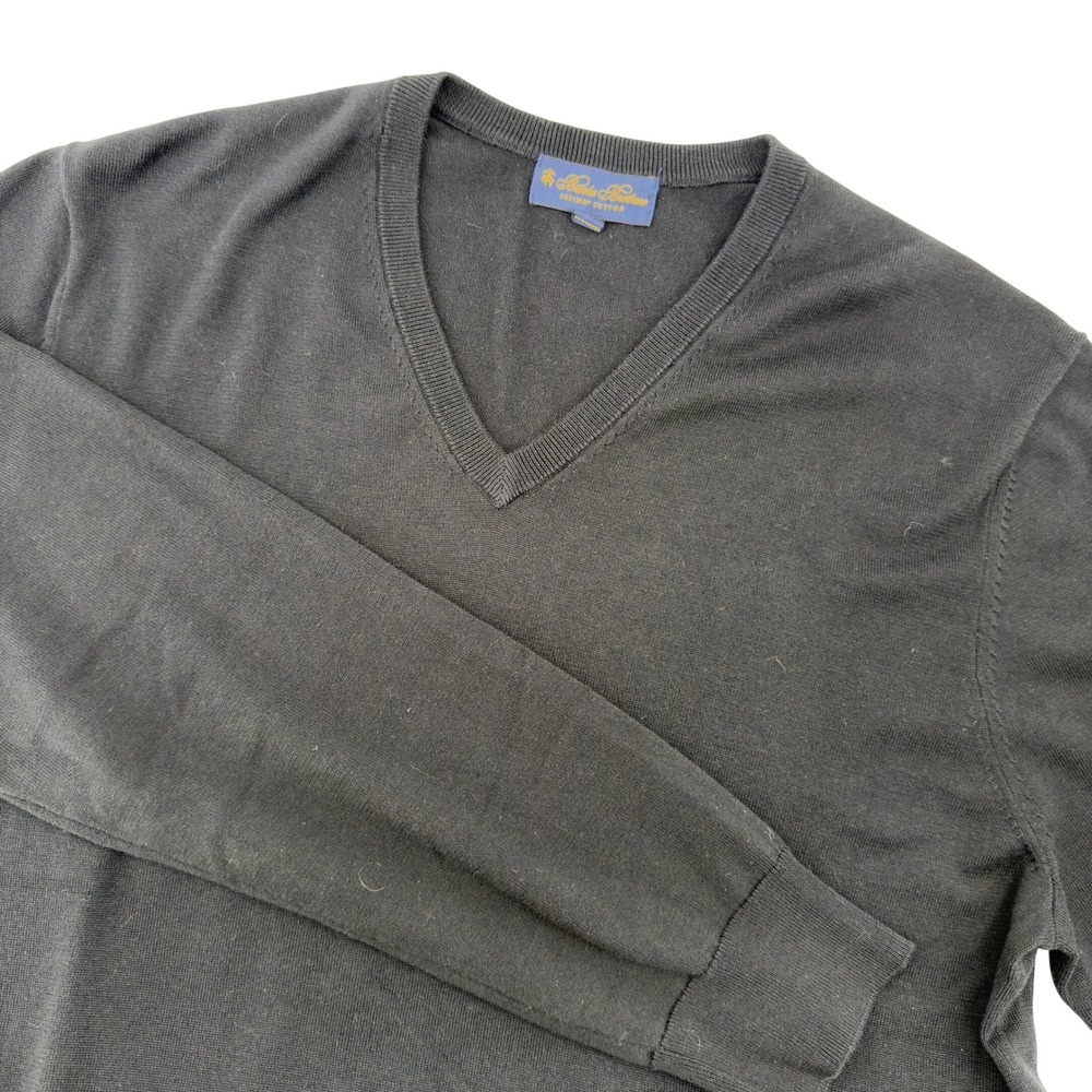Brooks Brothers Mens Supima Cotton V-Neck Sweater Black Size Large